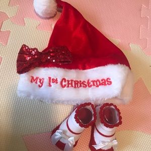 Baby girl’s 1st Christmas hat and sock set